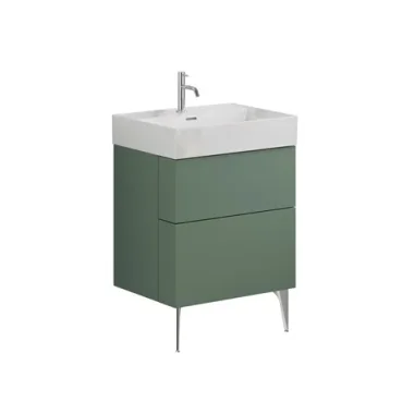 Crosswater Avenue Two Drawer Wall Hung Vanity 600mm Sage Green product image - Image 1