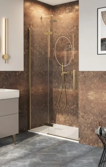 Crosswater Asura Hinged Door with Inline 1000 Brushed Brass product image - Image 1