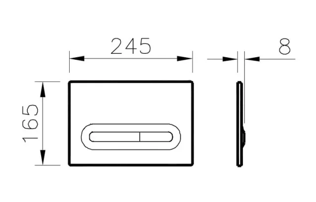 Vitra Loop T Flush Plate - Matt Black ~ technical drawing - Image 2
