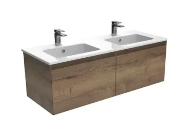 Saneux Uni 120cm 2 Drawer Wall Mounted Unit - English Oak product image - Image 1