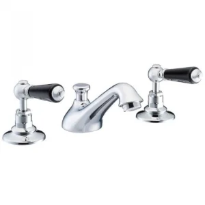 Marflow St James London Lever Black Chrome Ceramic Disc 3 Hole Basin Mixer