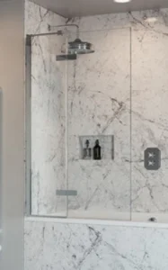 Crosswater Optix 10 Hinged Bath Screen with Inline Panel 90 Left Handed Chrome