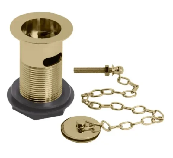 Bc Designs Basin Waste With Plug & Link Chain Brushed Gold product image - Image 1