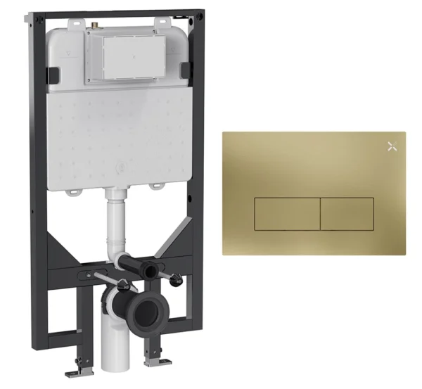 Crosswater Mpro Stainless Steel Frame Set 3 Brushed Brass (Frame and Flush Plate)