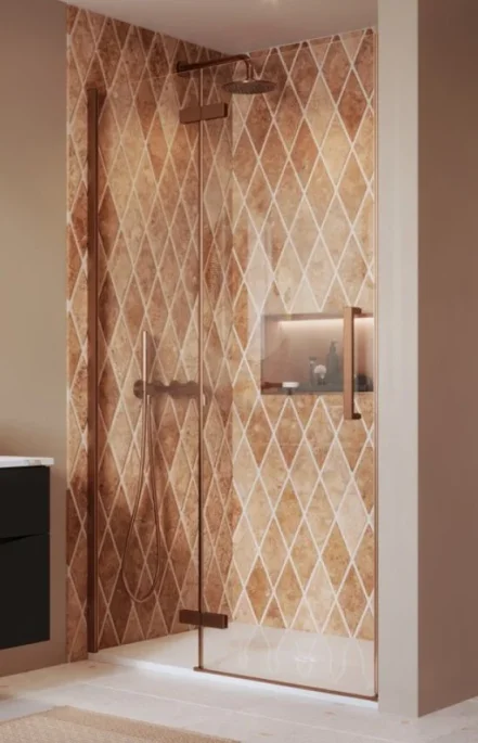 Crosswater Asura Hinged Door with Inline 1200 Brushed Bronze product image - Image 1