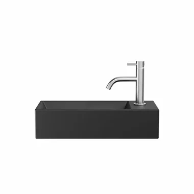 Crosswater Beck Cloakroom Basin Including Free Flow Waste 1 Tap Hole 450 x 200mm Black Matt product image - Image 1