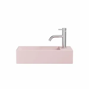 Crosswater Beck Cloakroom Basin Including Free Flow Waste 1 Tap Hole 450 x 200mm Pink Matt