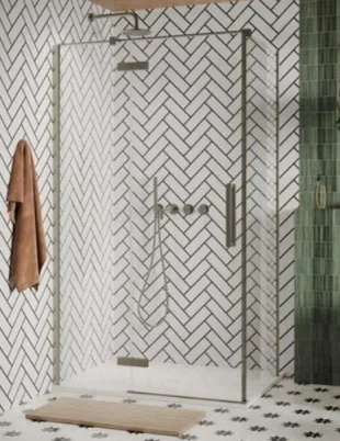 Crosswater Asura 800mm Side Panel for Soft Close Hinged Door Brushed Nickel product image - Image 1