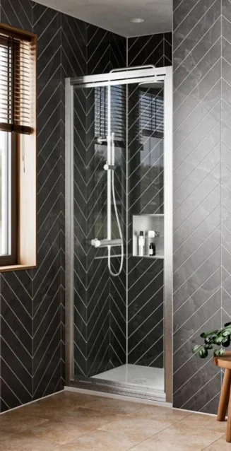 Crosswater Clear 6 Pivot Door 900 Brushed Nickel product image - Image 1