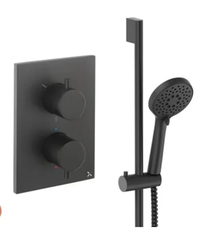 Crosswater Crossbox Shower Set 2 Matt Black Set Includes PROCB1000LBPF_V2, CROSSBOX, SK971F product image - Image 1