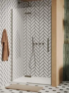 Crosswater Asura Hinged Door with Inline 1400 Brushed Nickel