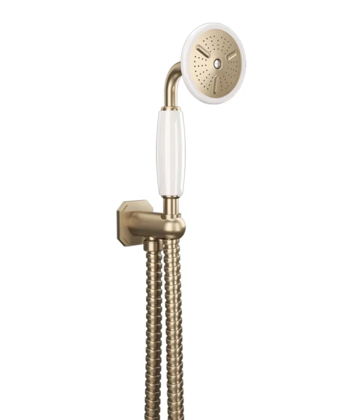 Crosswater Belgravia Handset Wall Outlet and Hose Brushed Brass