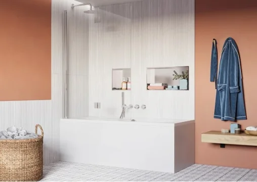 Crosswater Asura Fully Folding Bath Screen Chrome detail view - Image 2