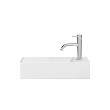 Crosswater Beck Cloakroom Basin Including Free Flow Waste 1 Tap Hole 450 x 200mm White Gloss product image - Image 1
