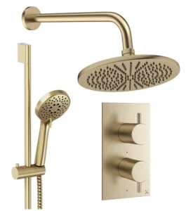 Crosswater Design Shower Set 4 Brushed Brass 300mm