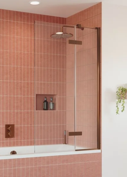 Crosswater Optix Hinged Bath Screen 90 Brushed Bronze Right Hand