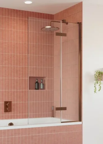 Crosswater Optix Hinged Bath Screen 90 Brushed Bronze Right Hand product image - Image 1