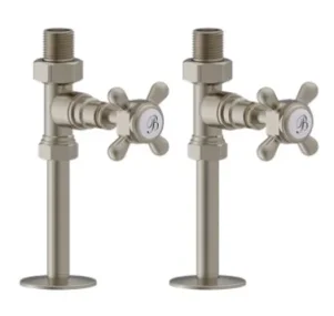 Burlington Straight Radiator Valve Brushed Nickel product image - Image 1