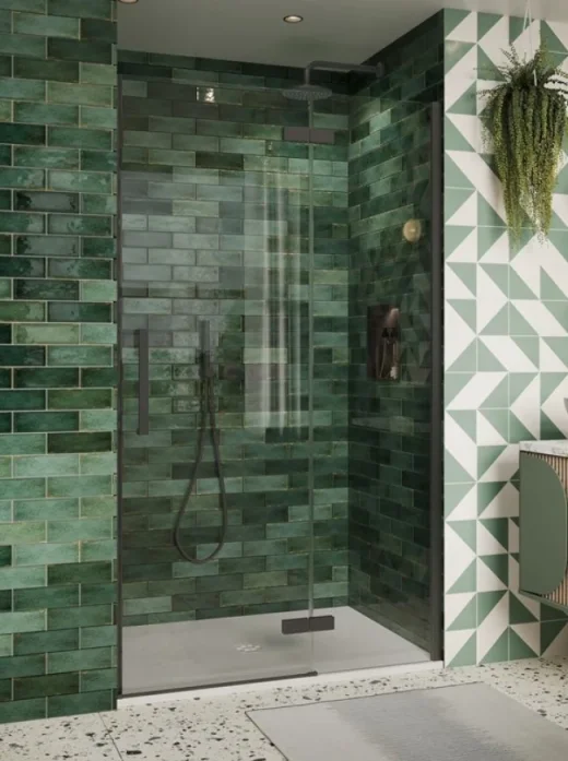 Crosswater Asura Hinged Door with Inline Fixed Panel 1200 Slate product image - Image 1