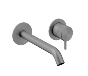 Crosswater 3ONE6 Basin 2 Hole Set Wall Mounted Stainless Slate