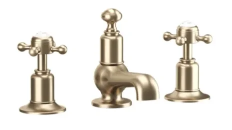 Crosswater Belgravia Crosshead 3 Tap Hole Basin Set Brushed Brass product image - Image 1