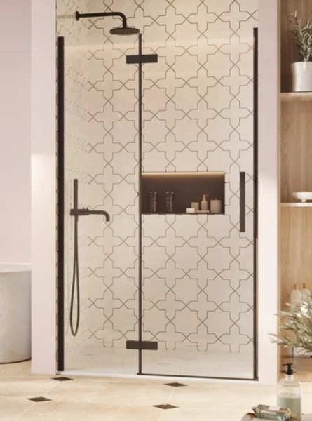 Crosswater Asura Hinged Door with Inline 1000 Matt Black