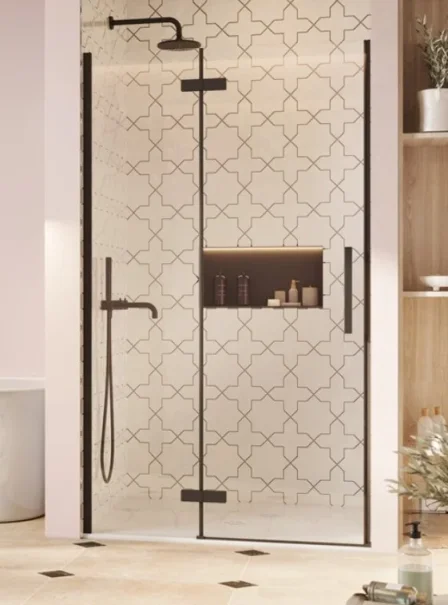 Crosswater Asura Hinged Door with Inline 1000 Matt Black product image - Image 1