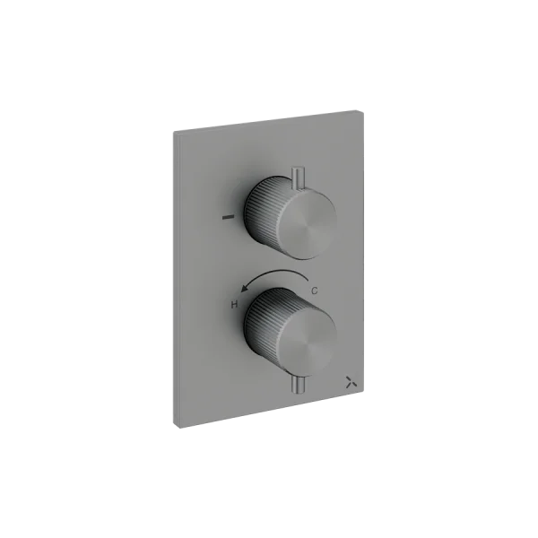 Crosswater Crossbox 3ONE6 2 Outlet Trim & Levers Stainless Slate