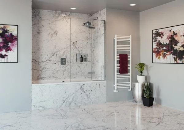 Crosswater Optix Hinged Bath Screen with Inline Panel 180 Right Handed Chrome