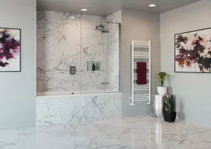 Crosswater Optix Hinged Bath Screen with Inline Panel 180 Right Handed Chrome