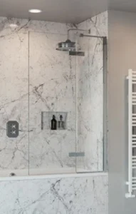 Crosswater Optix 10 Hinged Bath Screen with Inline Panel 90 Right Handed Chrome