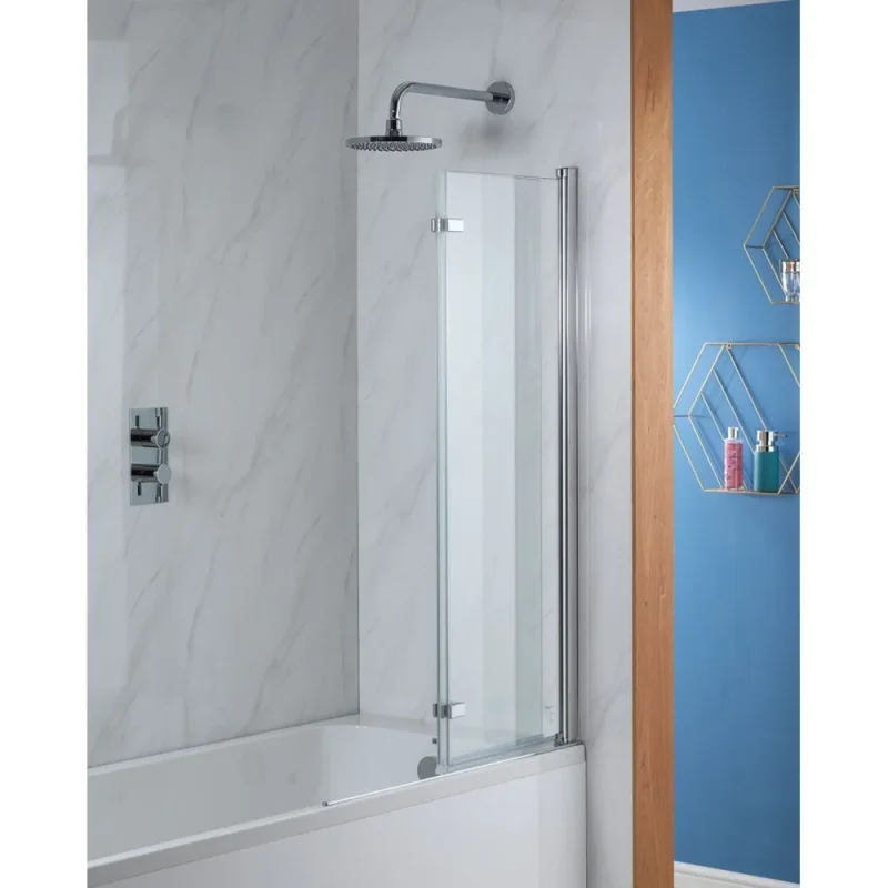 Qualitex Genesis Deluxe 2-Fold Square Chrome Bath Screen - 1350 x 920mm detail view - Image 4