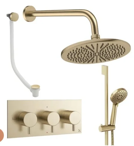 Crosswater Design Shower Set 9 Brushed Brass 300mm product image - Image 1