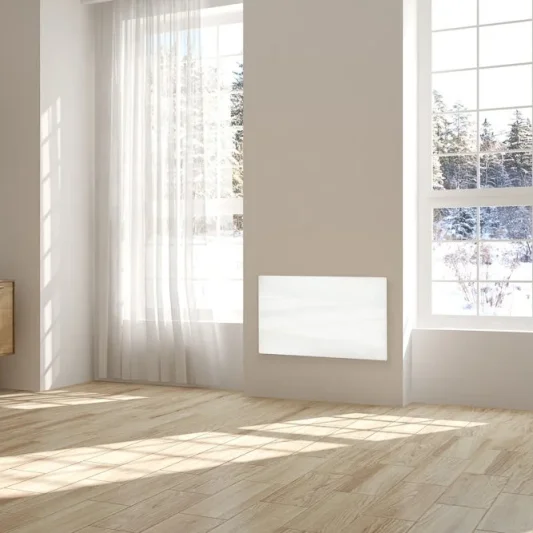 Thermosphere Flat Glass Panel Heater White 2000w detail view - Image 2