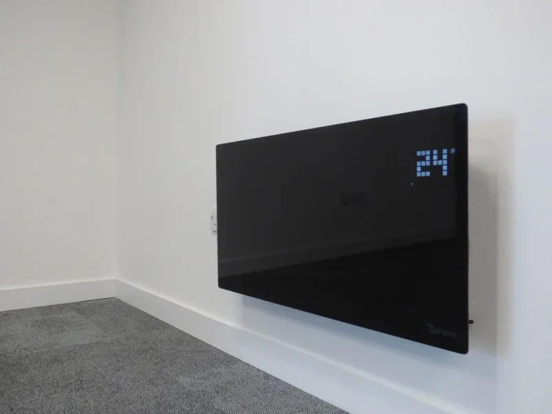Thermosphere Flat Glass Panel Heater Black 1500w detail view - Image 3