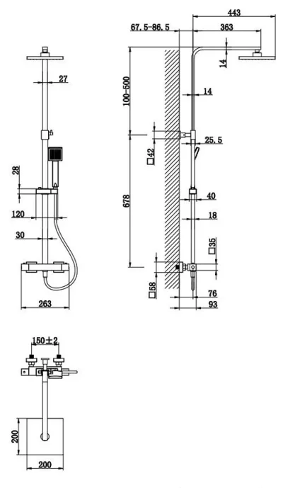 Scudo Round Thermostatic Bar Valve With Adjustable Rigid Riser Wras Approved Shower Valve detail view - Image 2