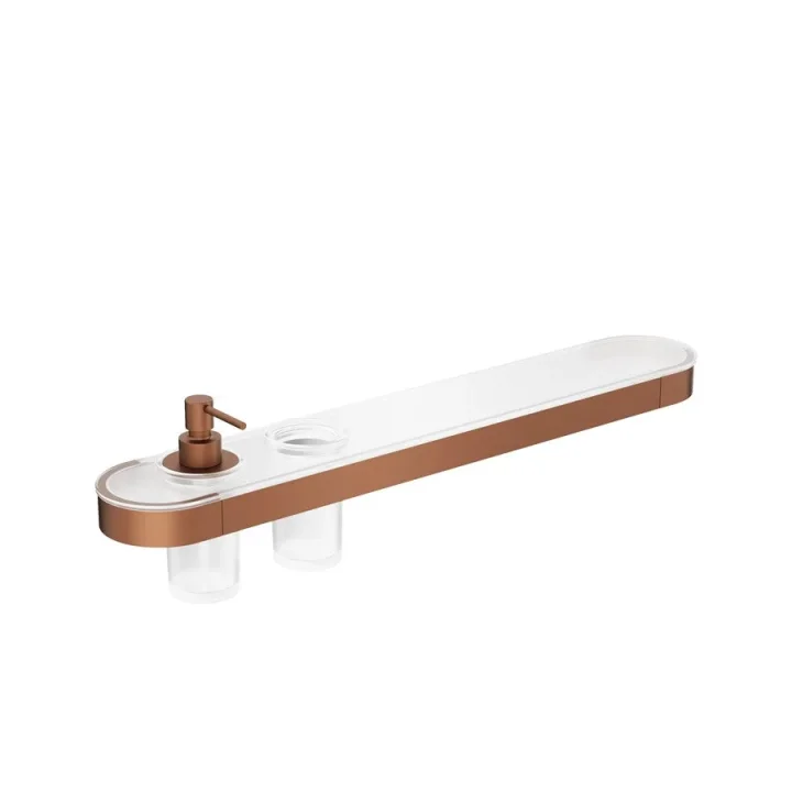 Crosswater Velo Tray Soap Dispenser & Tumbler Holder Brushed Bronze detail view - Image 1