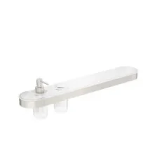 Crosswater Velo Tray Soap Dispenser & Tumbler Holder Brushed Nickel