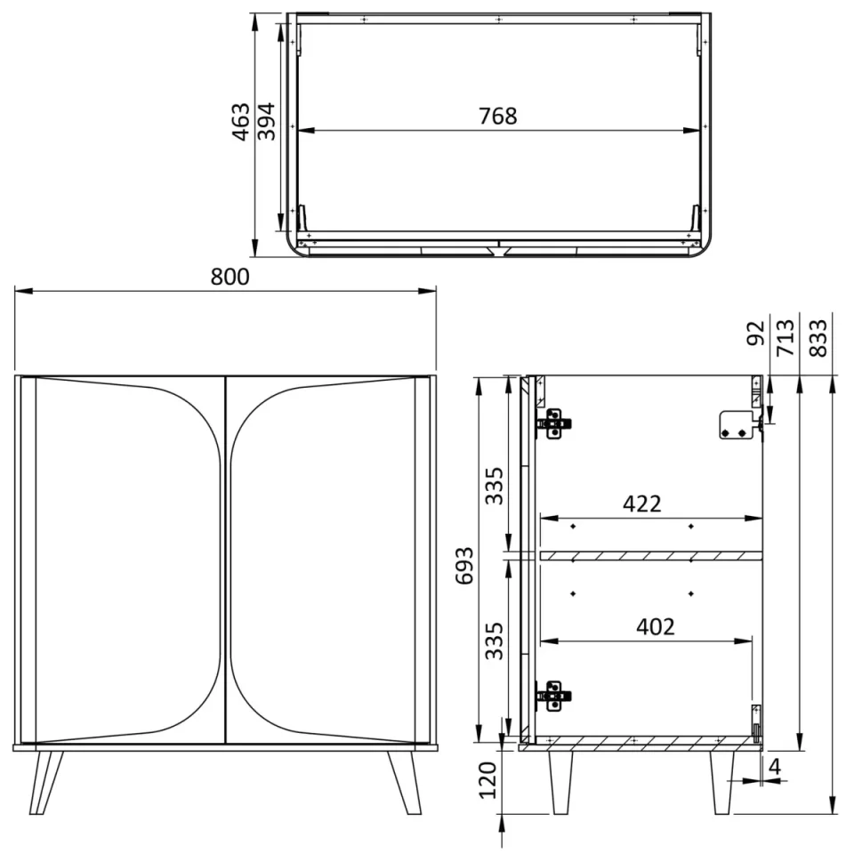 Crosswater Tamobour 800mm Floorstanding Vanity With Doors Soft Clay detail view - Image 2