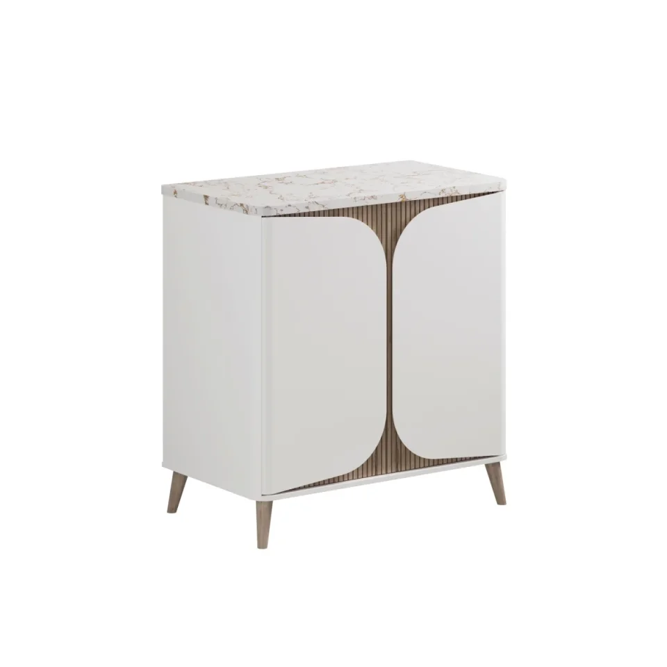 Crosswater Tamobour 800mm Floorstanding Vanity With Doors White Matt detail view - Image 1