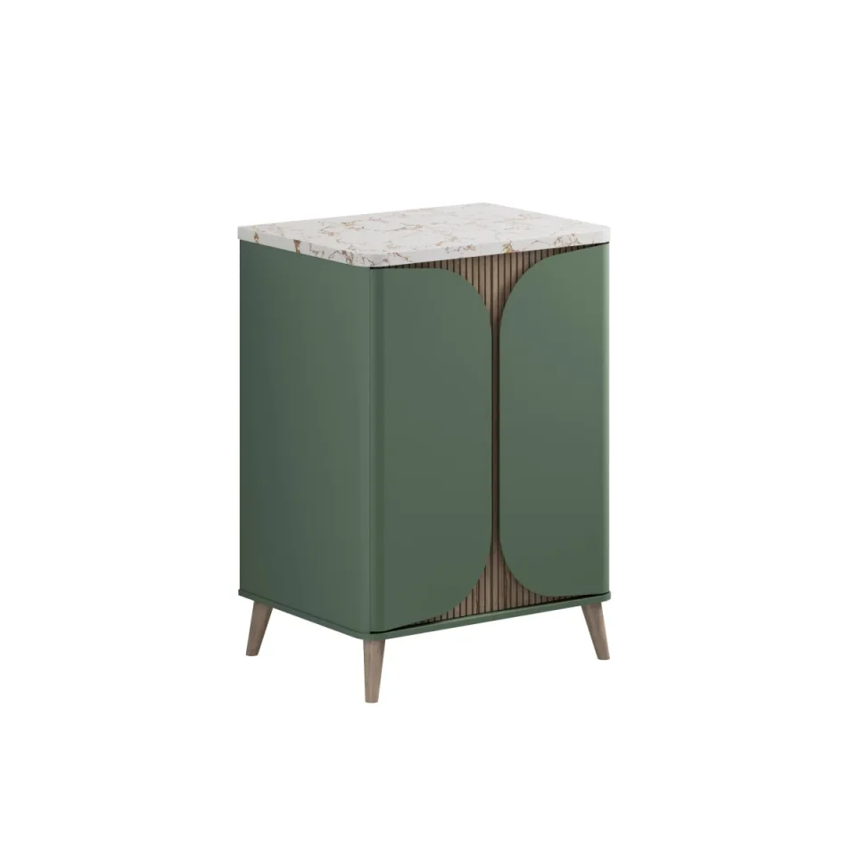 Crosswater Tamobour 600mm Floorstanding Vanity With Doors Sage Green detail view - Image 1