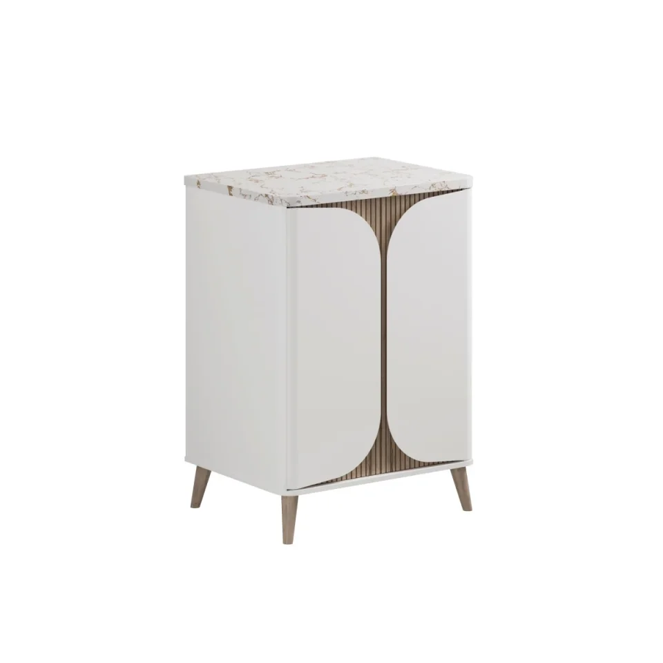 Crosswater Tamobour 600mm Floorstanding Vanity With Doors White Matt detail view - Image 1