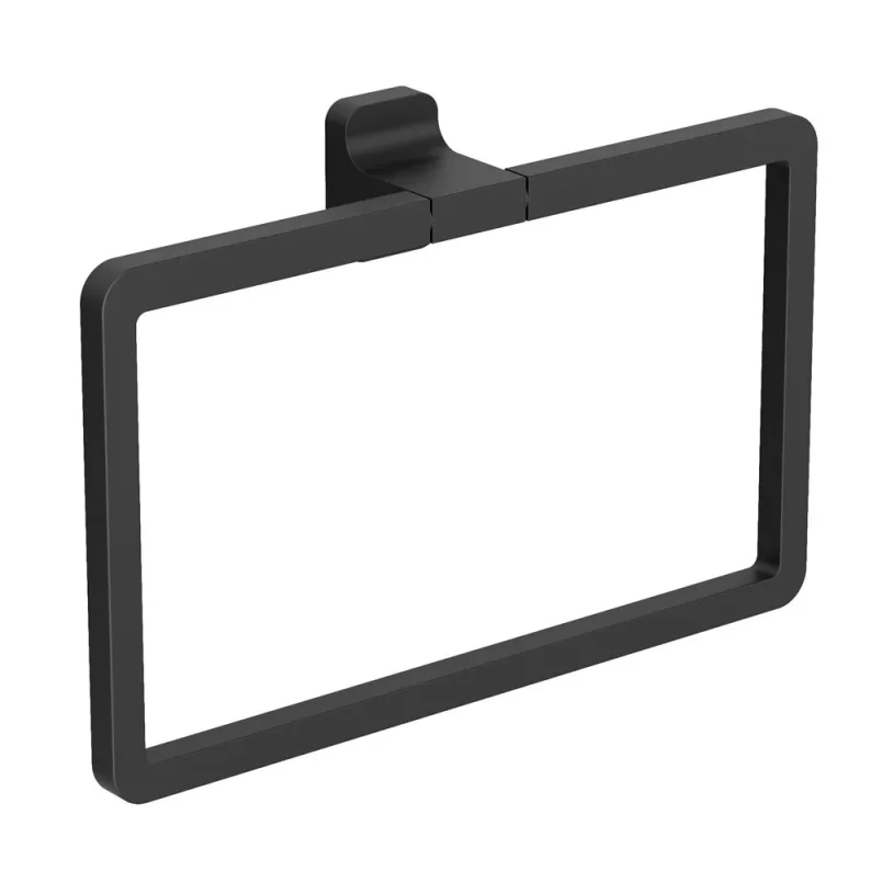 Crosswater Rotar Towel Ring Matt Black detail view - Image 1