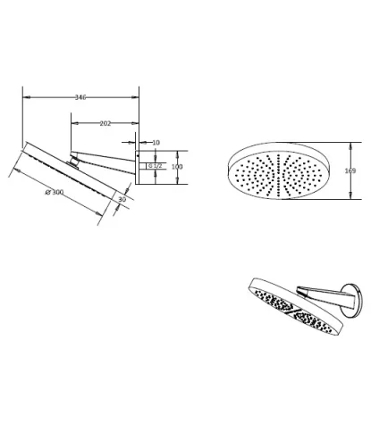 Crosswater Revive Stainless Steel Shower Head Wall Mounted 300 X 300 Chrome detail view - Image 2