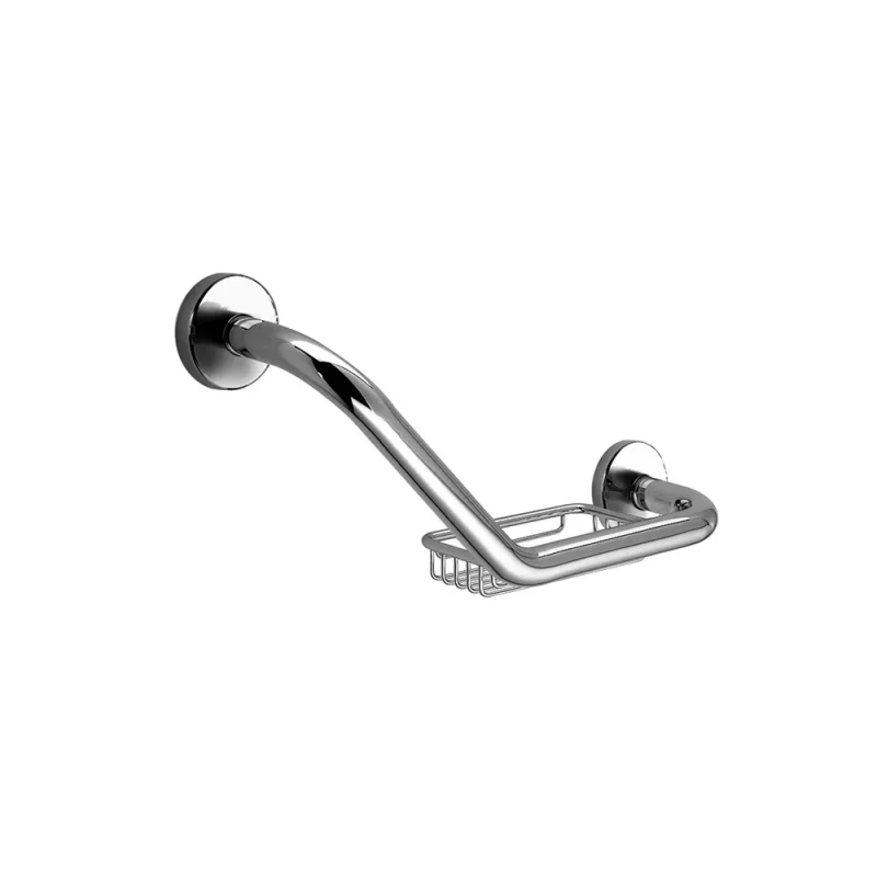 Crosswater Right Angle Grab Bar 843 x 446mm Chrome detail view - Image 1