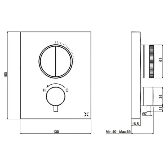 Crosswater Push Shower Set 2 Chrome 300mm detail view - Image 3