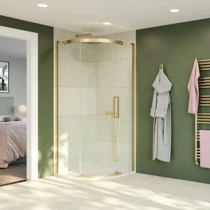 Crosswater Optix Quadrant 900x900 Left Hand Brushed Brass