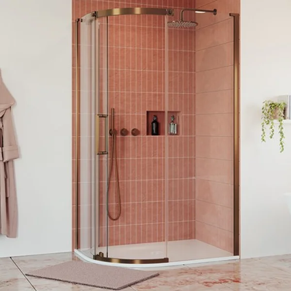 Crosswater Optix Offset Quadrant 1200x800 Left Hand Brushed Bronze