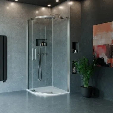 Crosswater Optix Offset Quadrant 1000x800 Left Hand Brushed Nickel