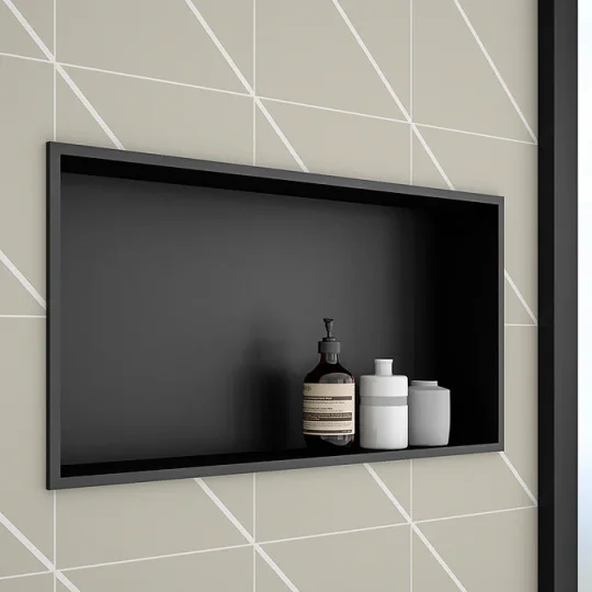 Crosswater Niches 610 X 305mm Matt Black detail view - Image 2